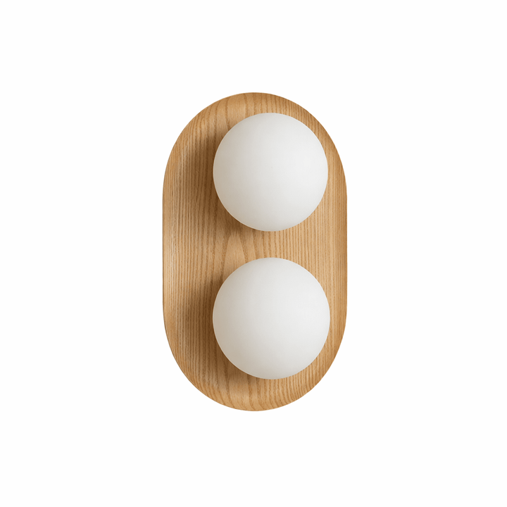 Duo Orb Wood Wall Lamp