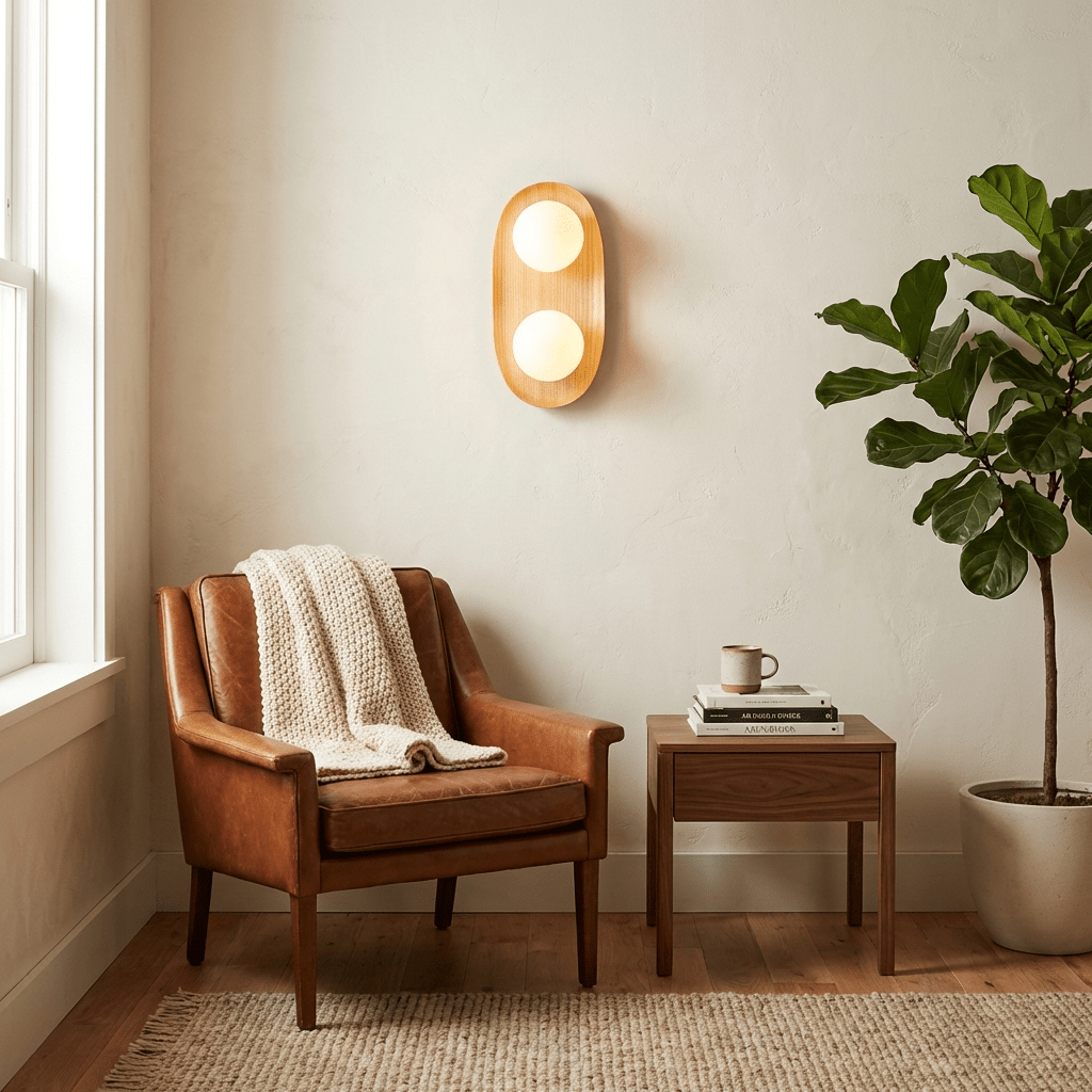 Duo Orb Wood Wall Lamp