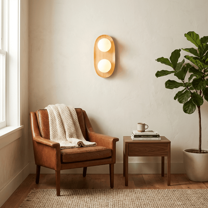 Duo Orb Wood Wall Lamp