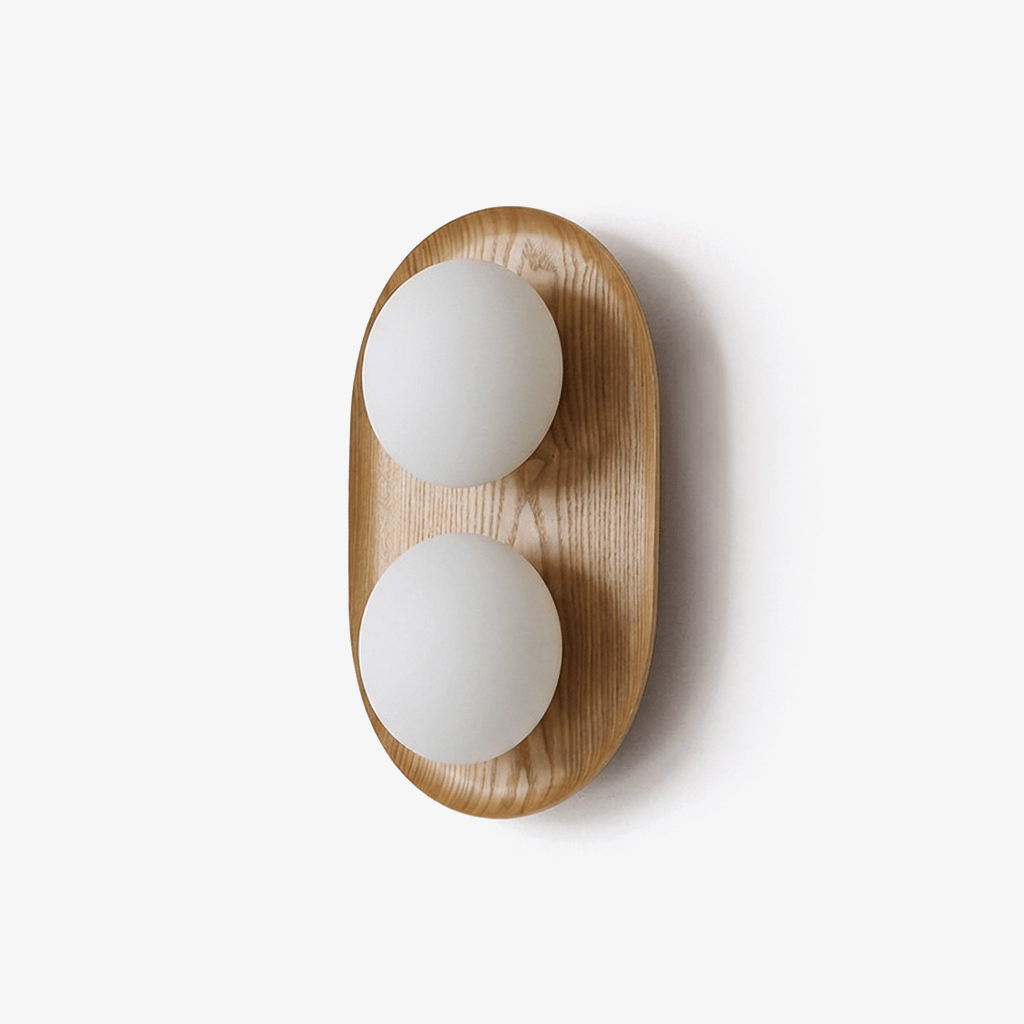Duo Orb Wood Wall Lamp