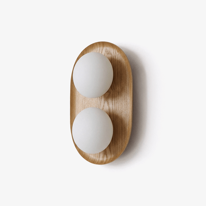 Duo Orb Wood Wall Lamp
