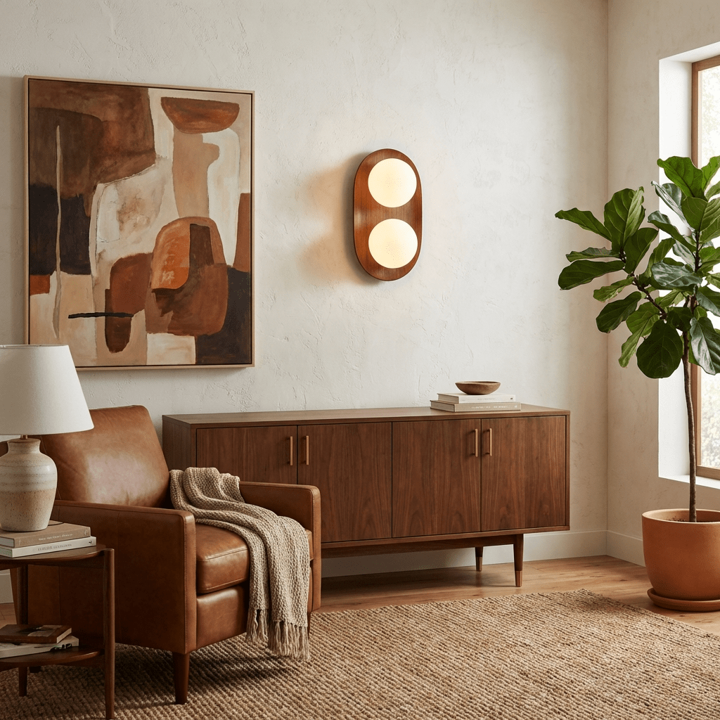 Duo Orb Wood Wall Lamp