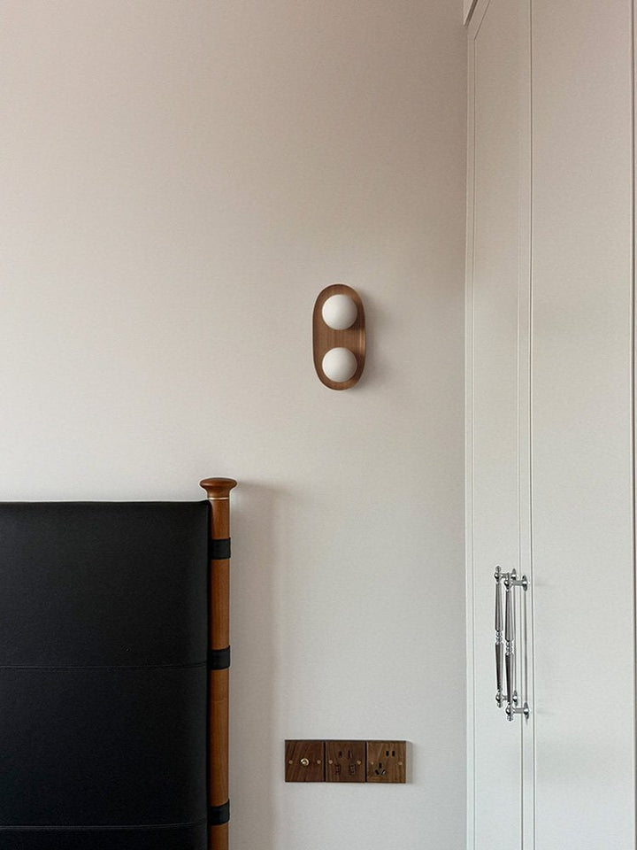 Duo Orb Wood Wall Lamp