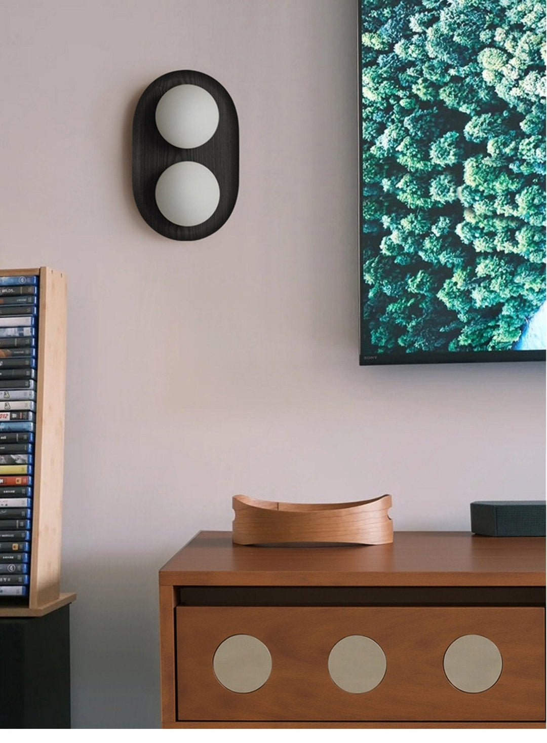 Duo Orb Wood Wall Lamp