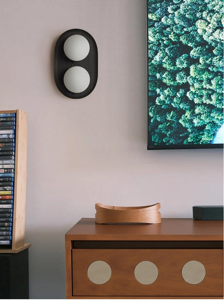 Duo Orb Wood Wall Lamp