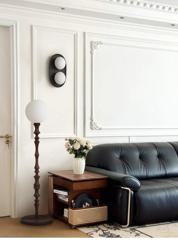 Duo Orb Wood Wall Lamp