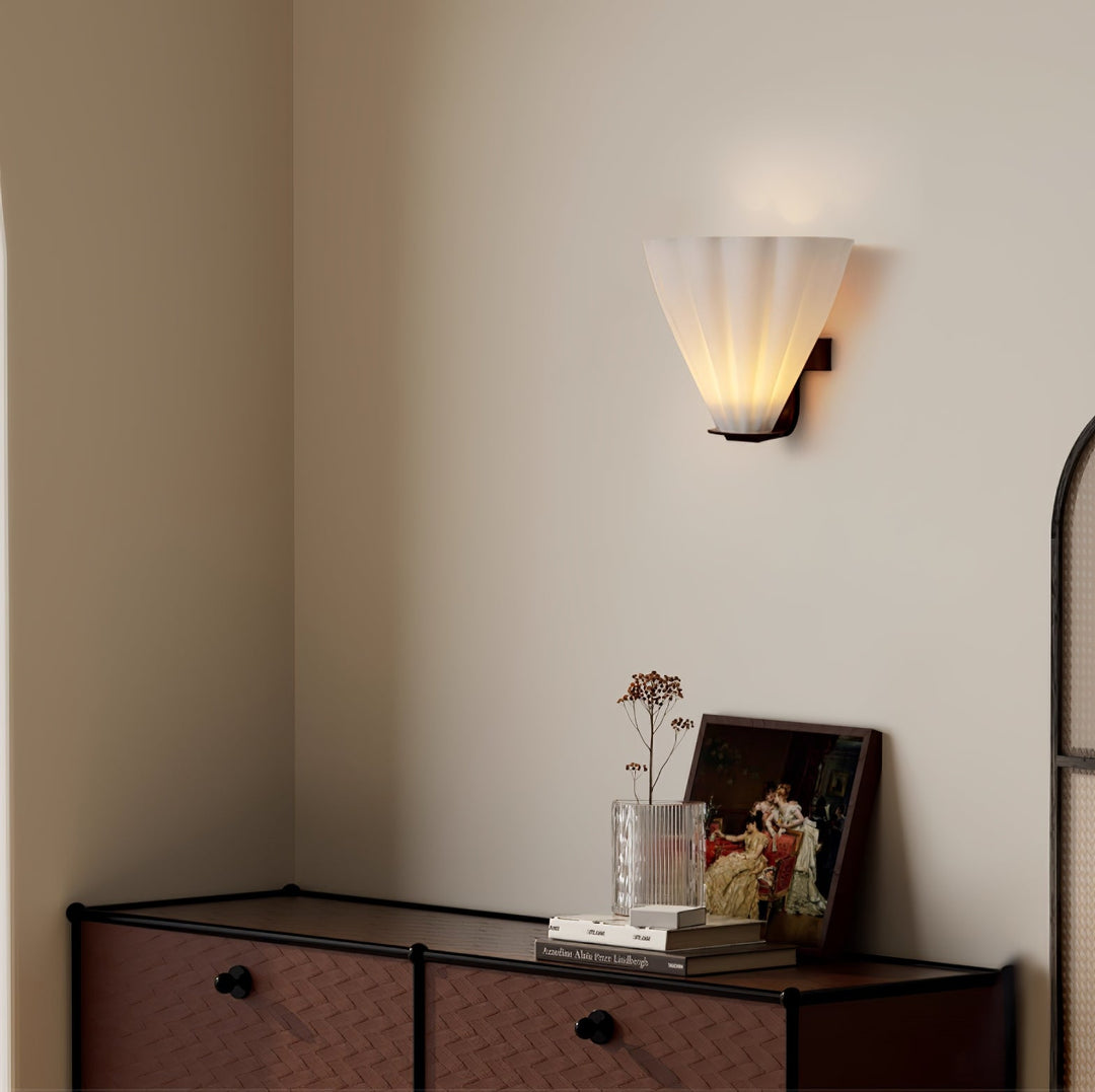 Fan Shaped Glass Wall Sconce