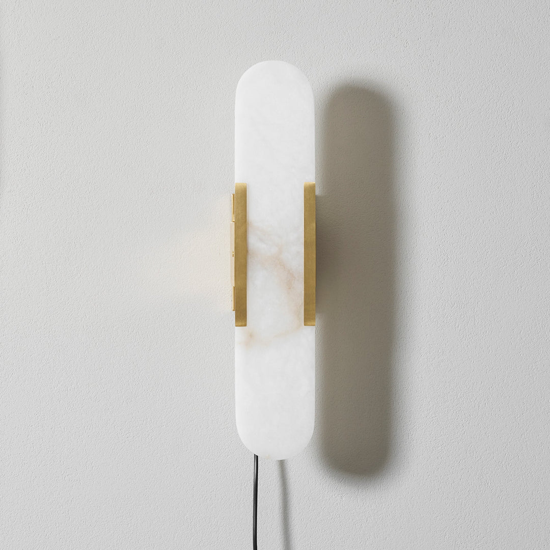 Oblong Alabaster Plug-in Wall Sconce