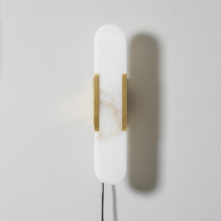 Oblong Alabaster Plug-in Wall Sconce