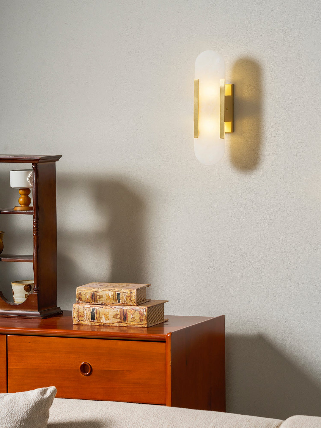 Oblong Alabaster Plug-in Wall Sconce