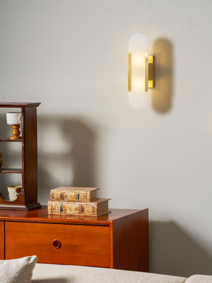 Oblong Alabaster Plug-in Wall Sconce