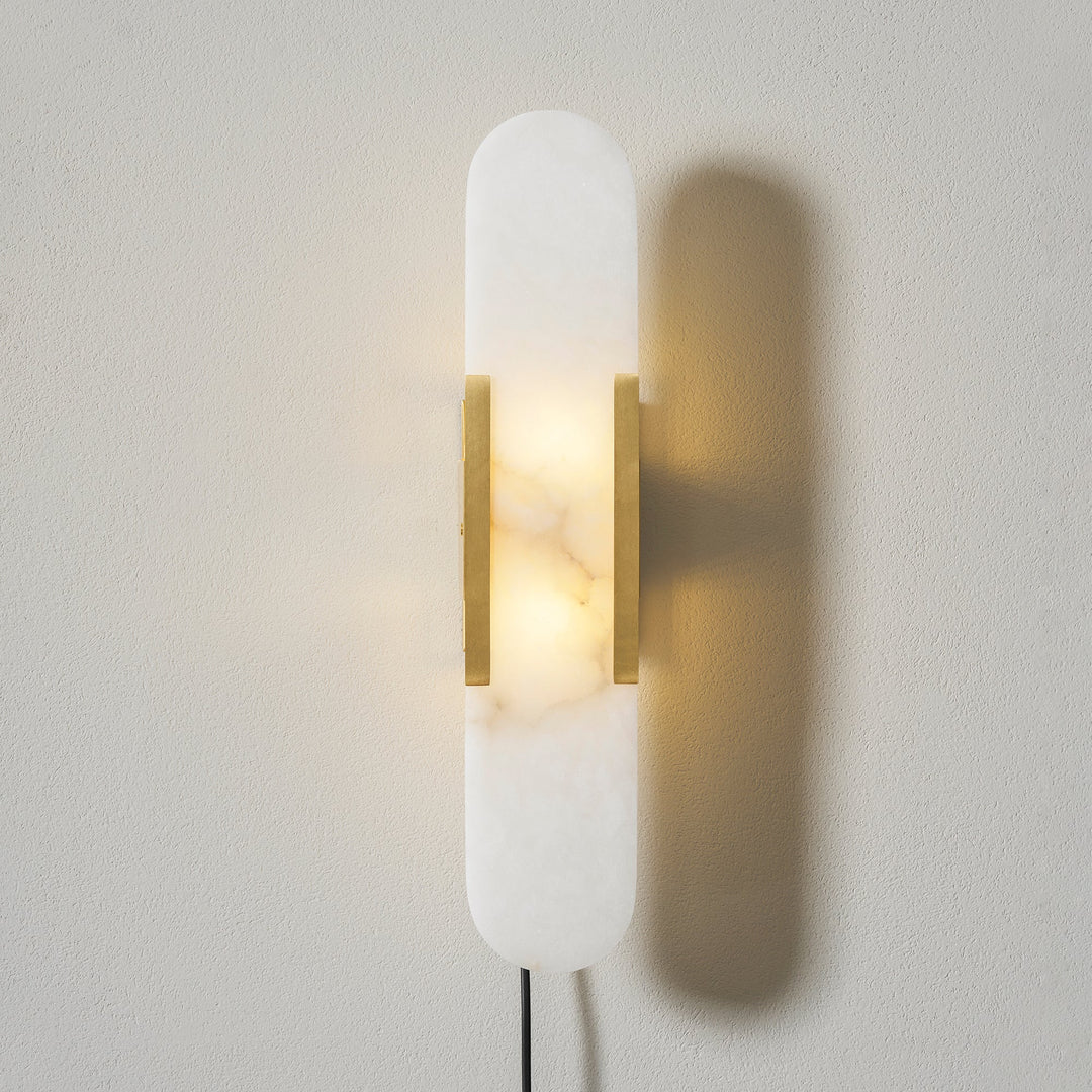 Oblong Alabaster Plug-in Wall Sconce
