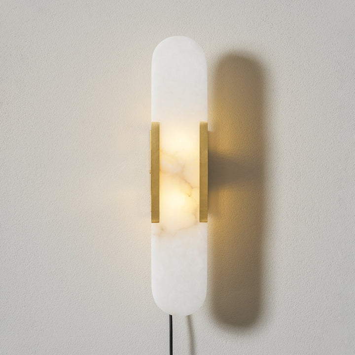 Oblong Alabaster Plug-in Wall Sconce