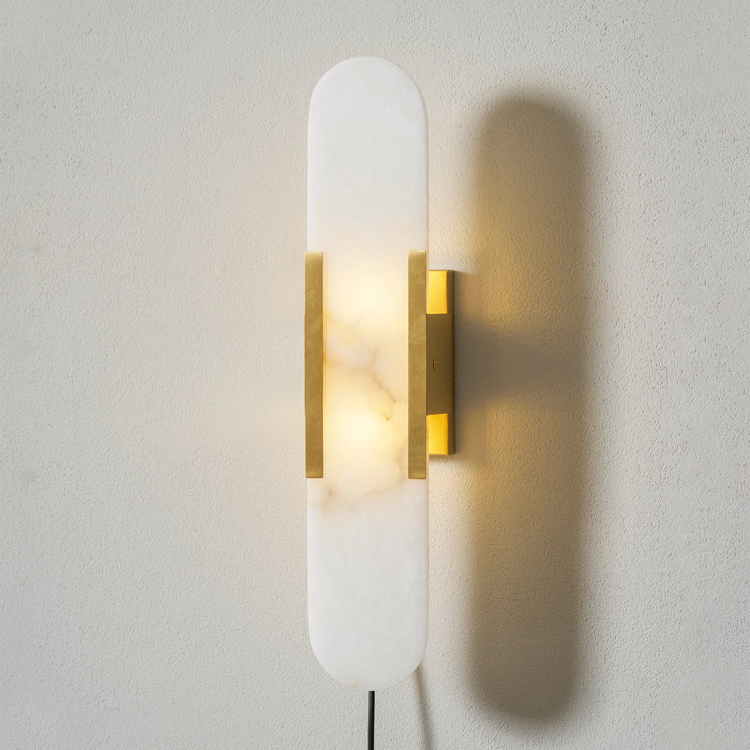 Oblong Alabaster Plug-in Wall Sconce