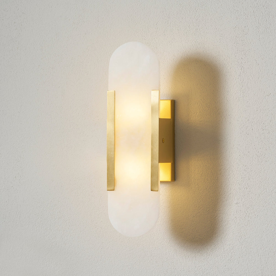 Oblong Alabaster Plug-in Wall Sconce