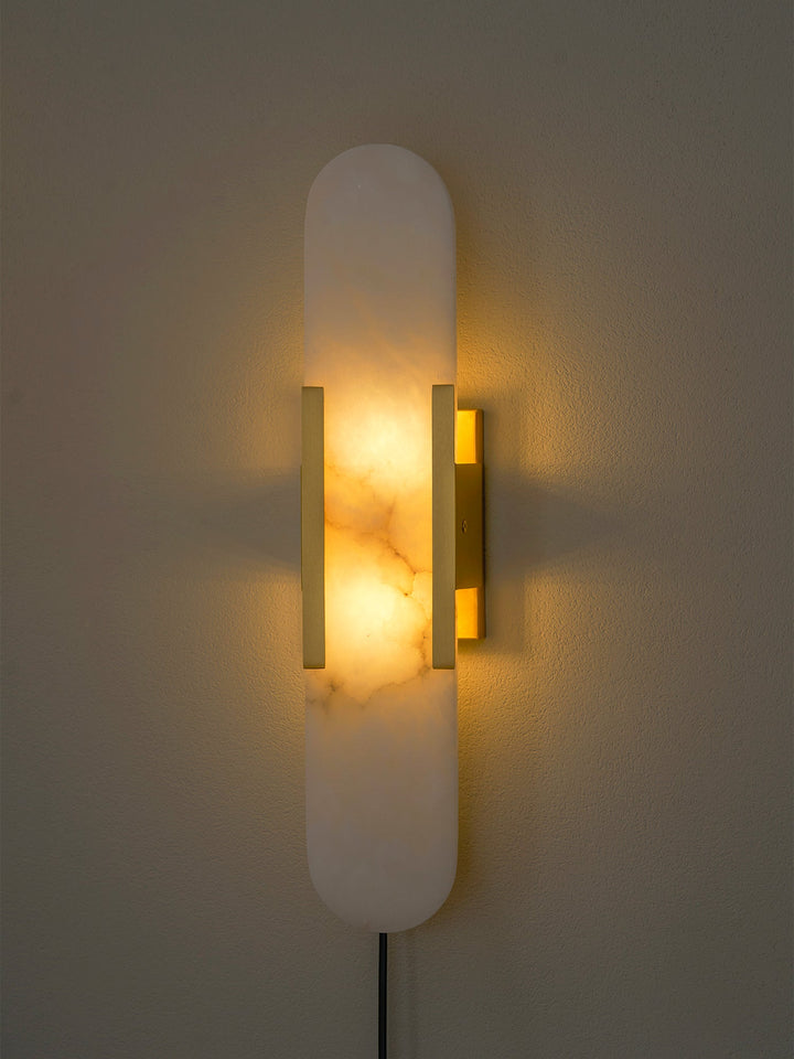 Oblong Alabaster Plug-in Wall Sconce