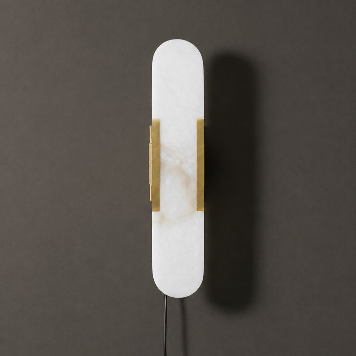 Oblong Alabaster Plug-in Wall Sconce