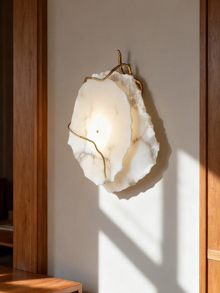 Gilded Branch Alabaster Wall Lamp