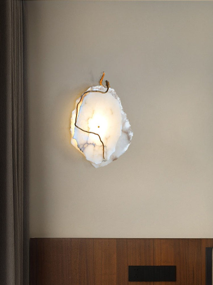 Gilded Branch Alabaster Wall Lamp