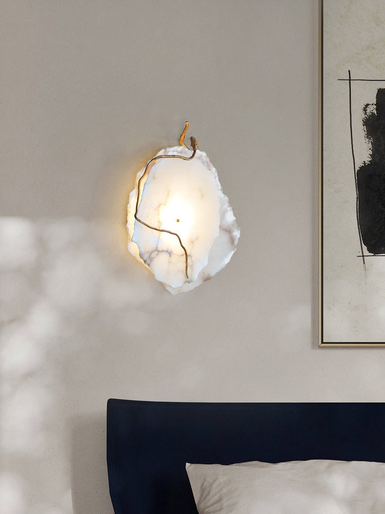 Gilded Branch Alabaster Wall Lamp