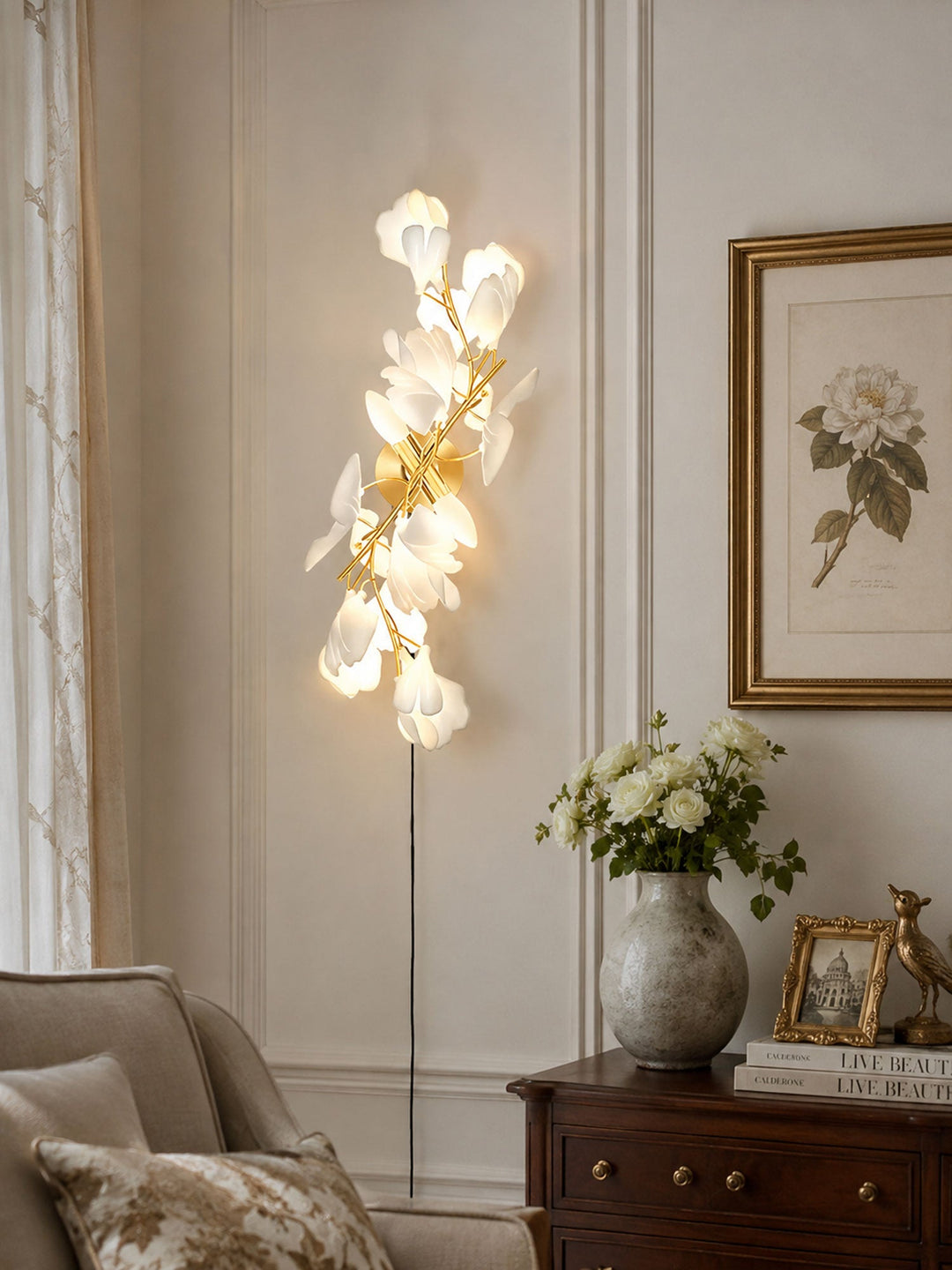 Gingko Flowers Plug-in Wall Lamp