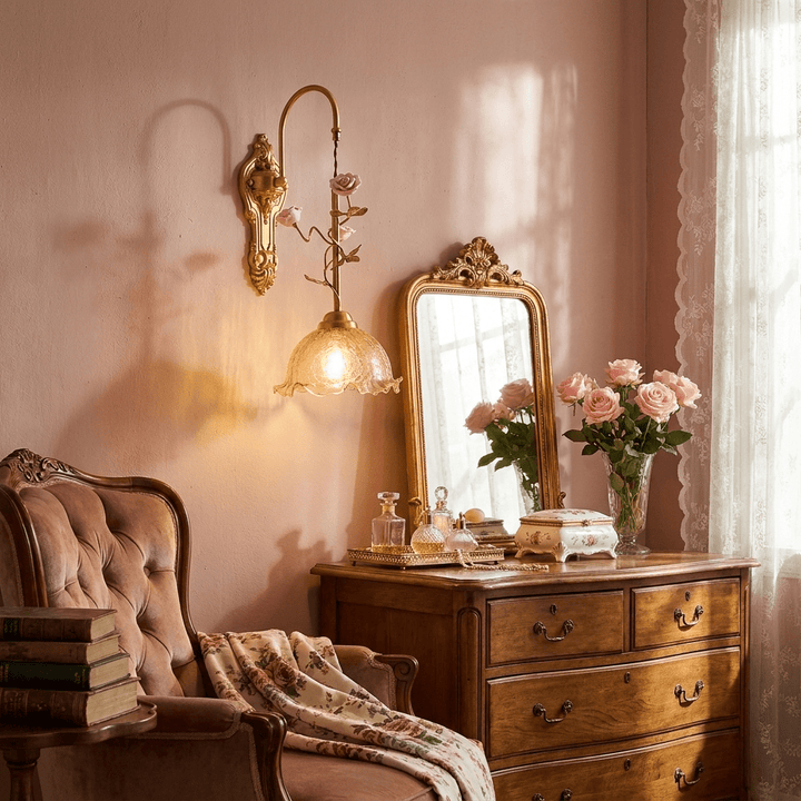 Gold Rose Wall Sconce