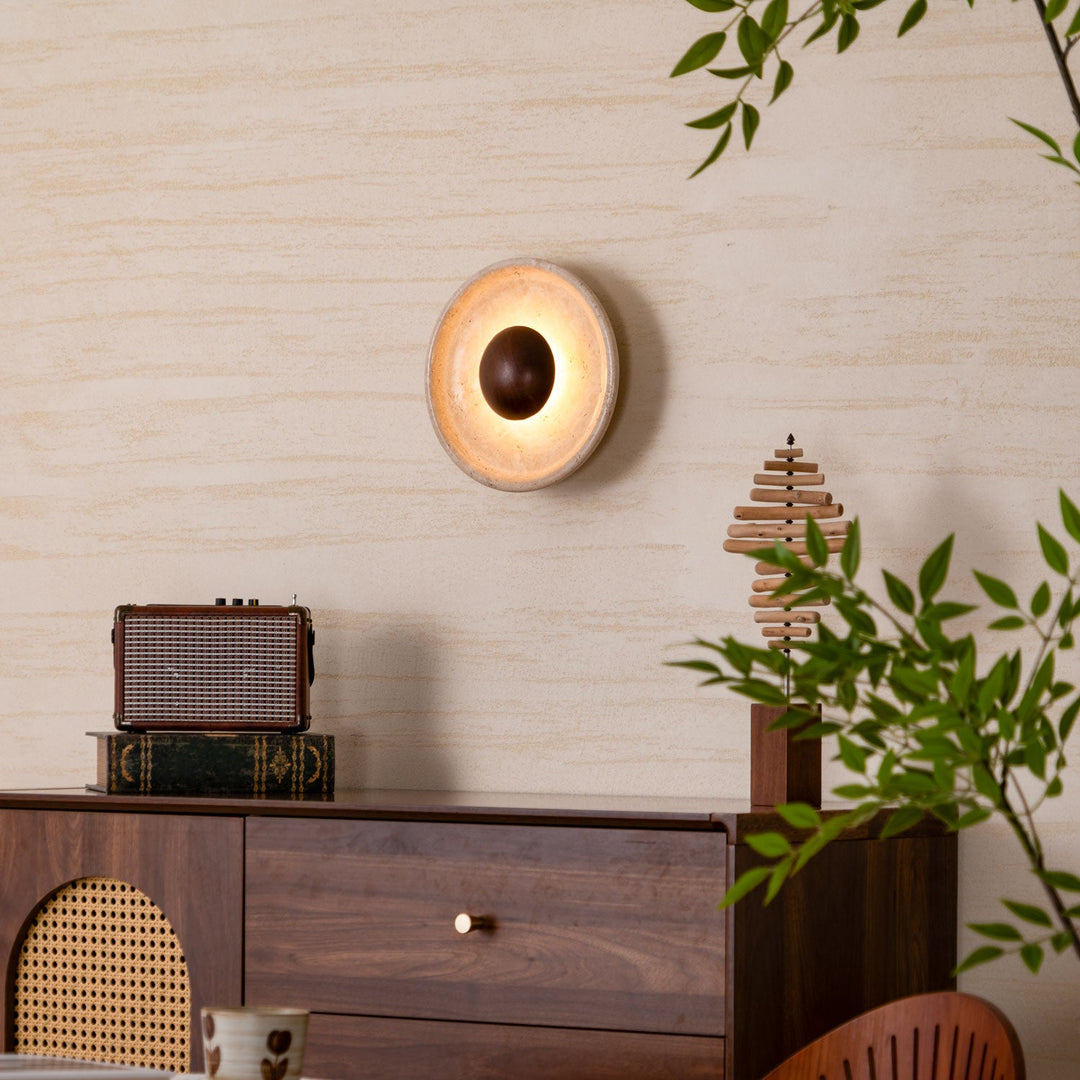 Halo Travertine Wall Light