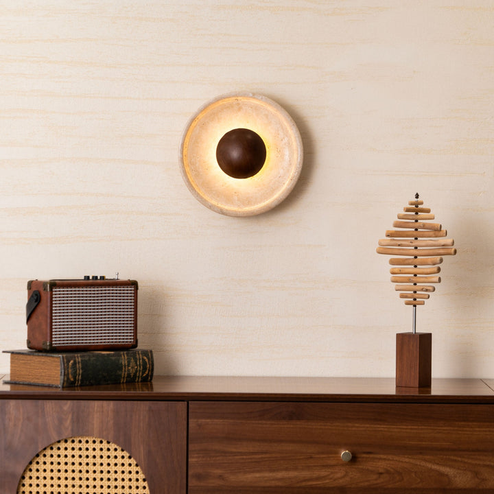 Halo Travertine Wall Light