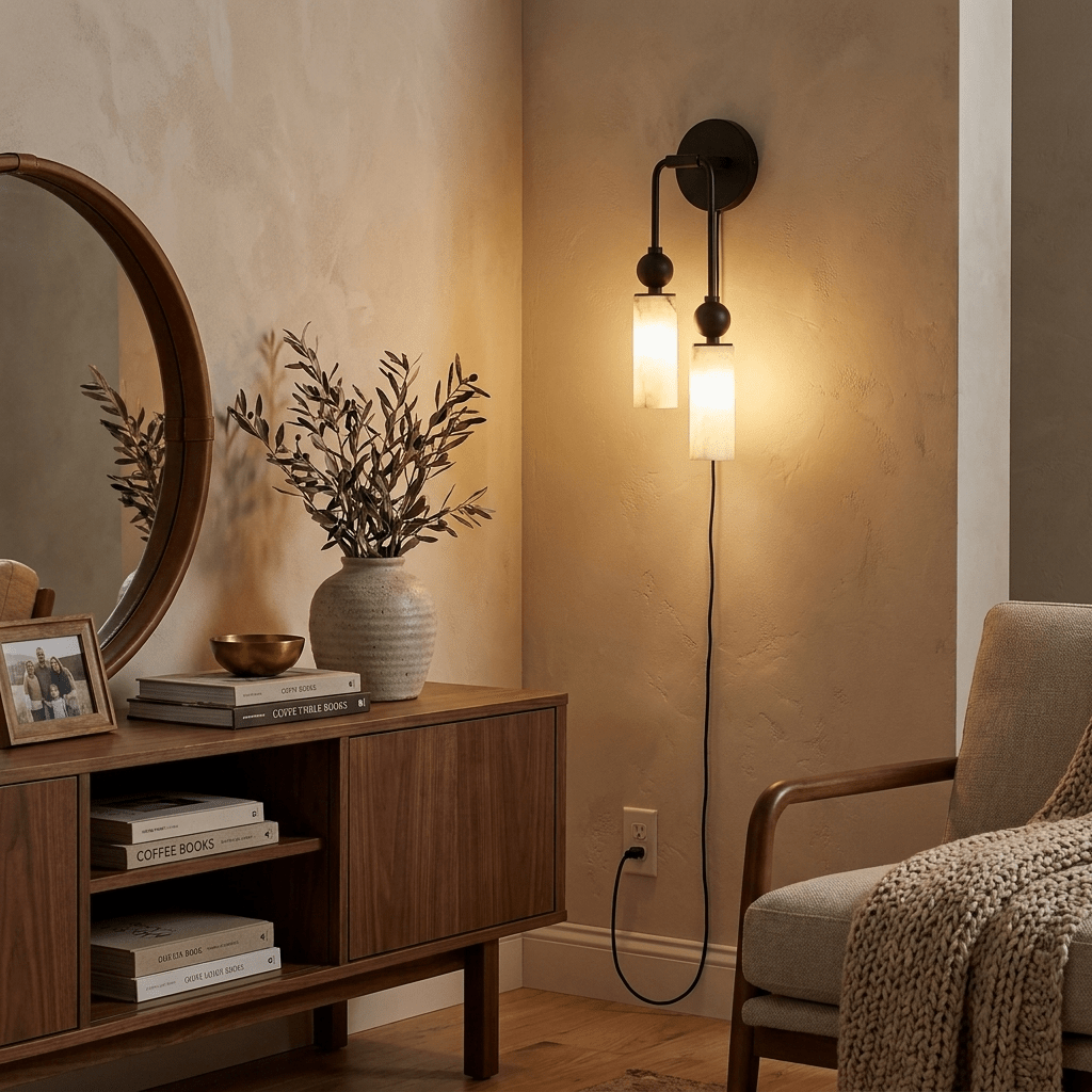 Harlin Alabaster Plug-in Wall Lamp
