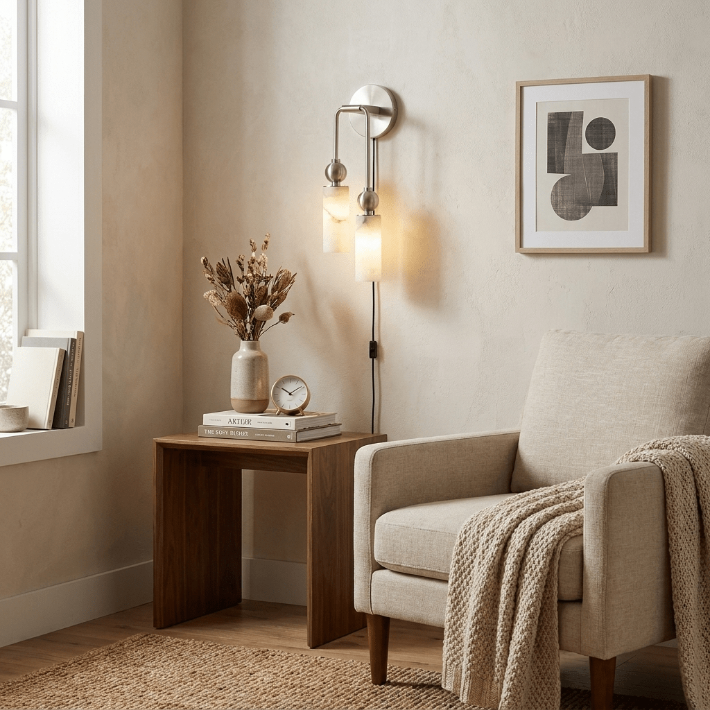 Harlin Alabaster Plug-in Wall Lamp