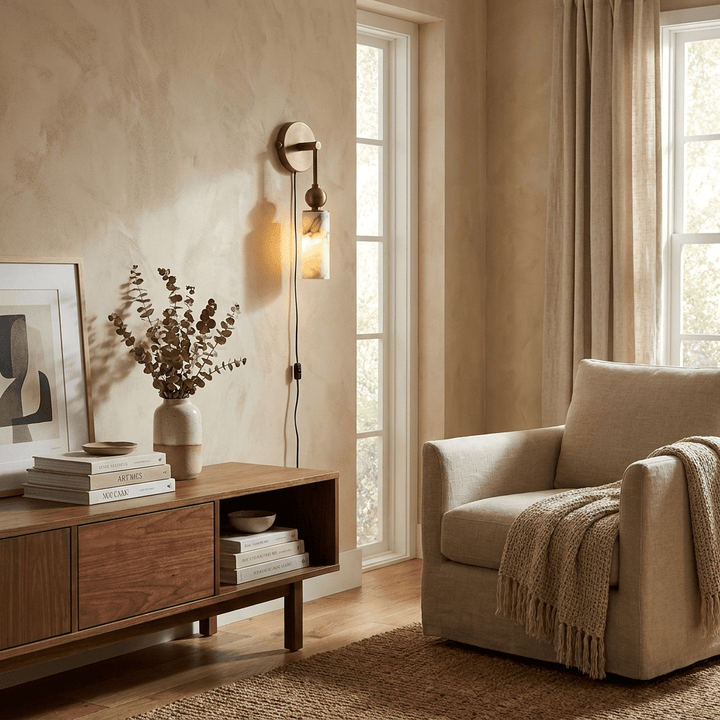 Harlin Alabaster Plug-in Wall Lamp