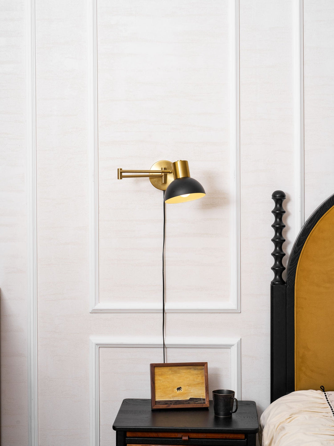 Adjustable Arm Plug In Wall Lamp