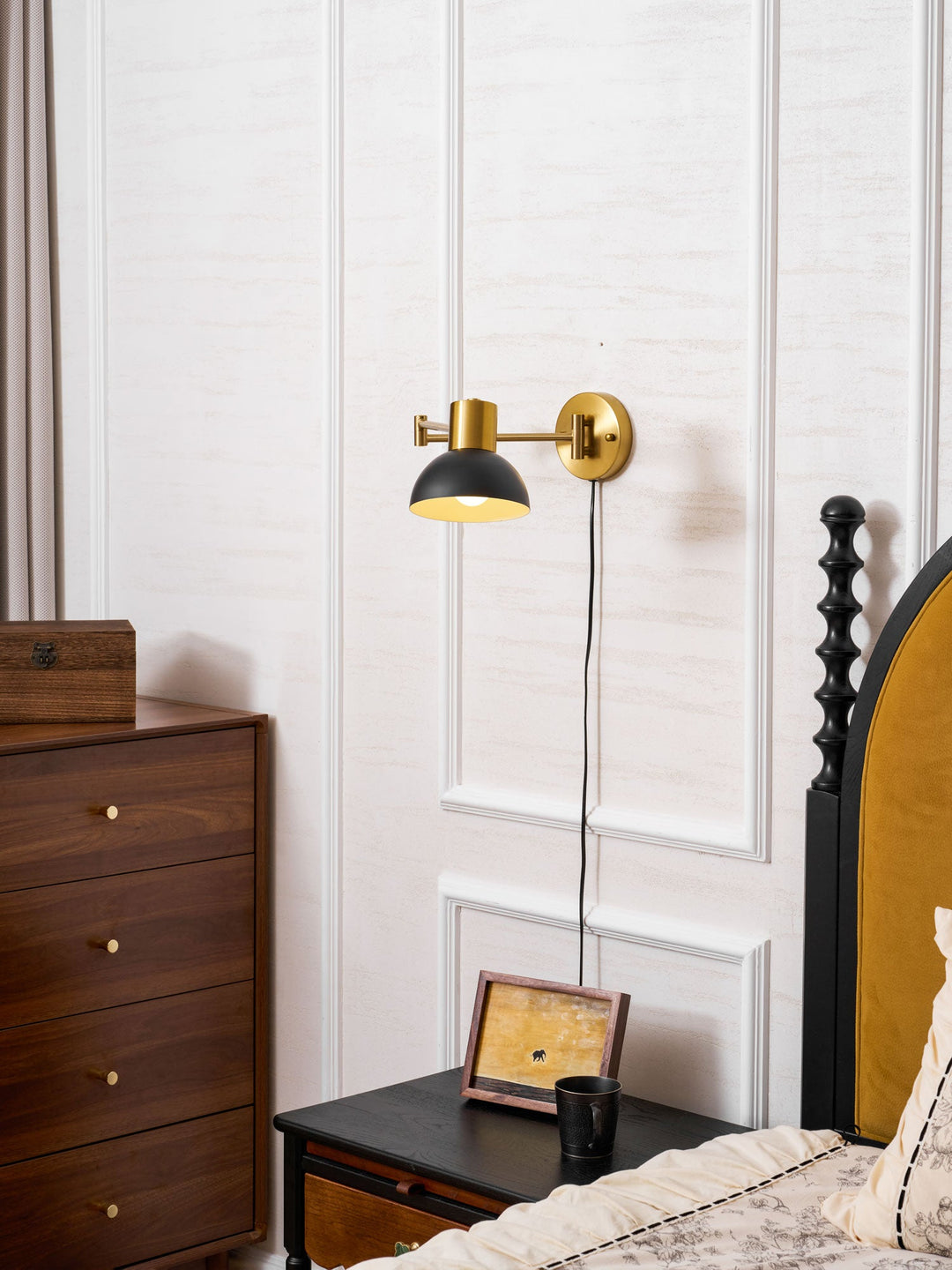 Adjustable Arm Plug In Wall Lamp