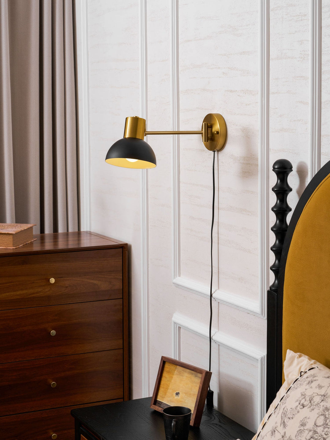 Adjustable Arm Plug In Wall Lamp