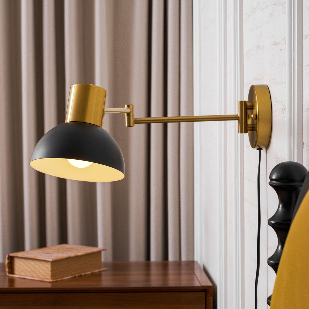 Adjustable Arm Plug In Wall Lamp