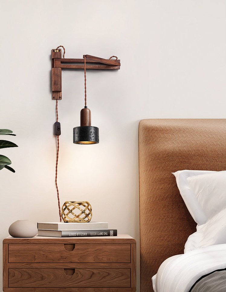 Lava Stone Swing Arm Plug-In Wall Lamp