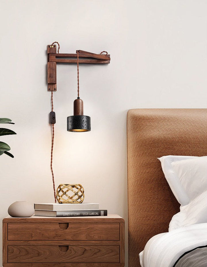Lava Stone Swing Arm Plug-In Wall Lamp