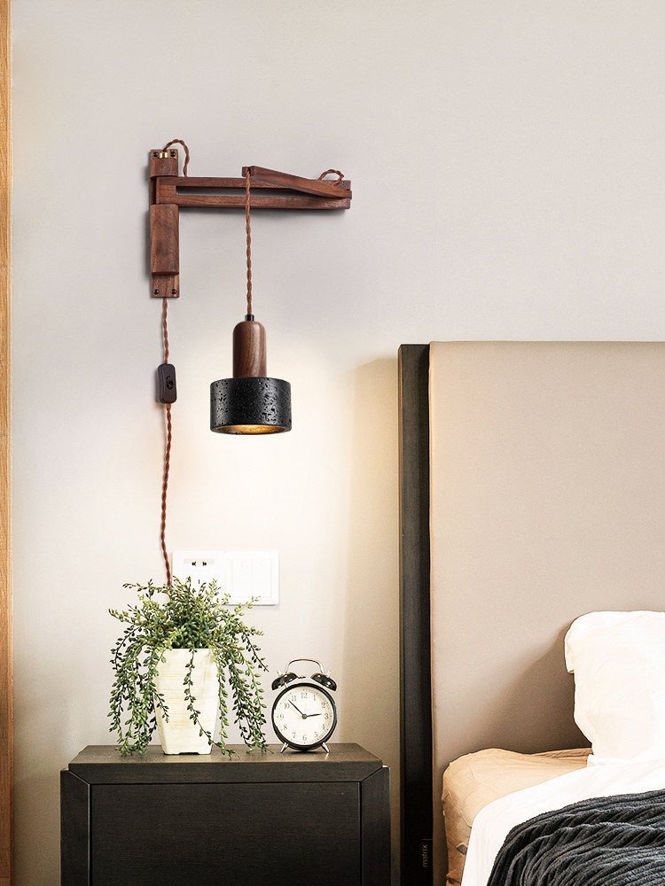 Lava Stone Swing Arm Plug-In Wall Lamp
