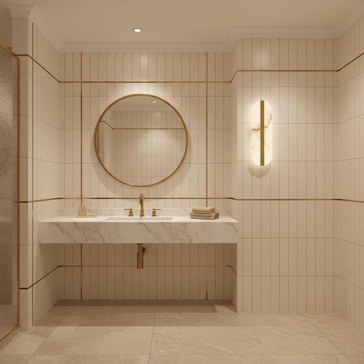 Long Ellipse Alabaster Wall Sconce