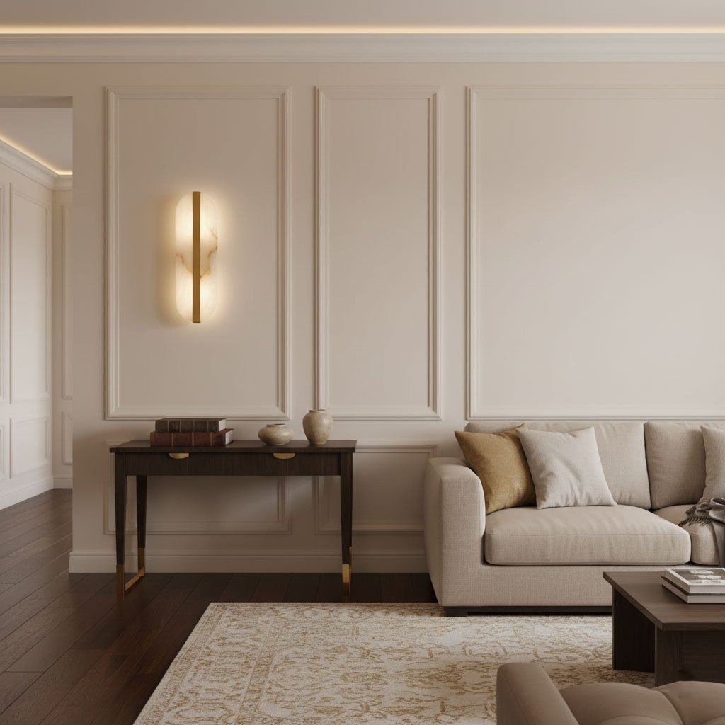 Long Ellipse Alabaster Wall Sconce