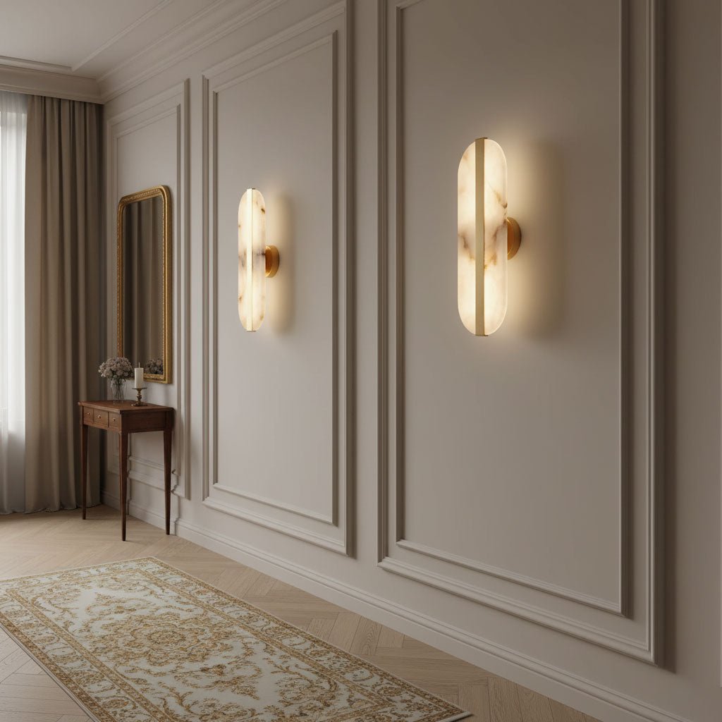 Long Ellipse Alabaster Wall Sconce