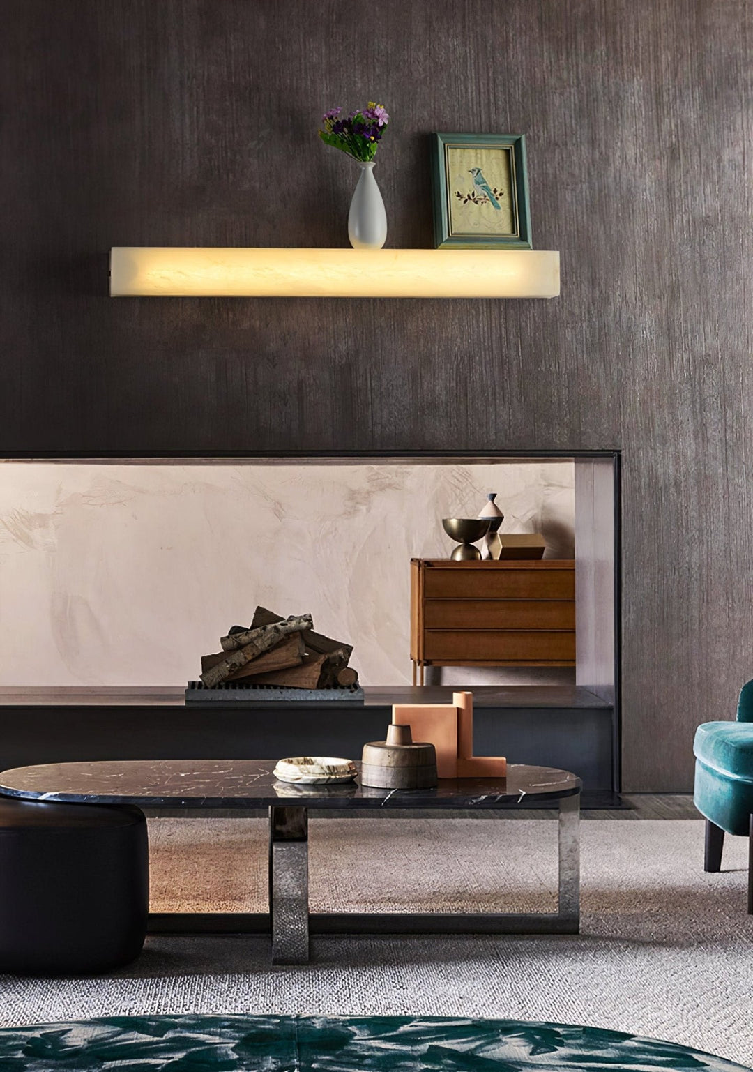 Lucent Pillar Alabaster Wall Light