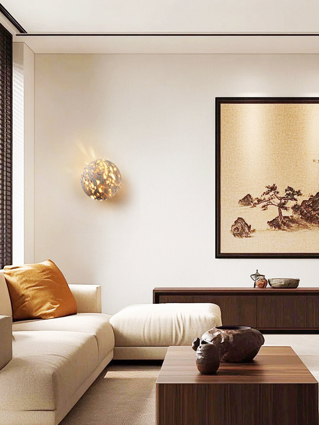 Luma Vein Stone Sphere Wall Light