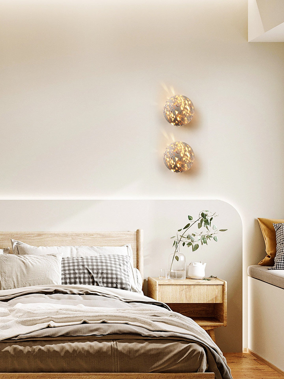 Luma Vein Stone Sphere Wall Light