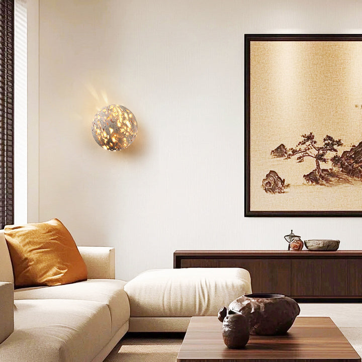 Luma Vein Stone Sphere Wall Light