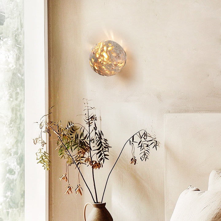 Luma Vein Stone Sphere Wall Light