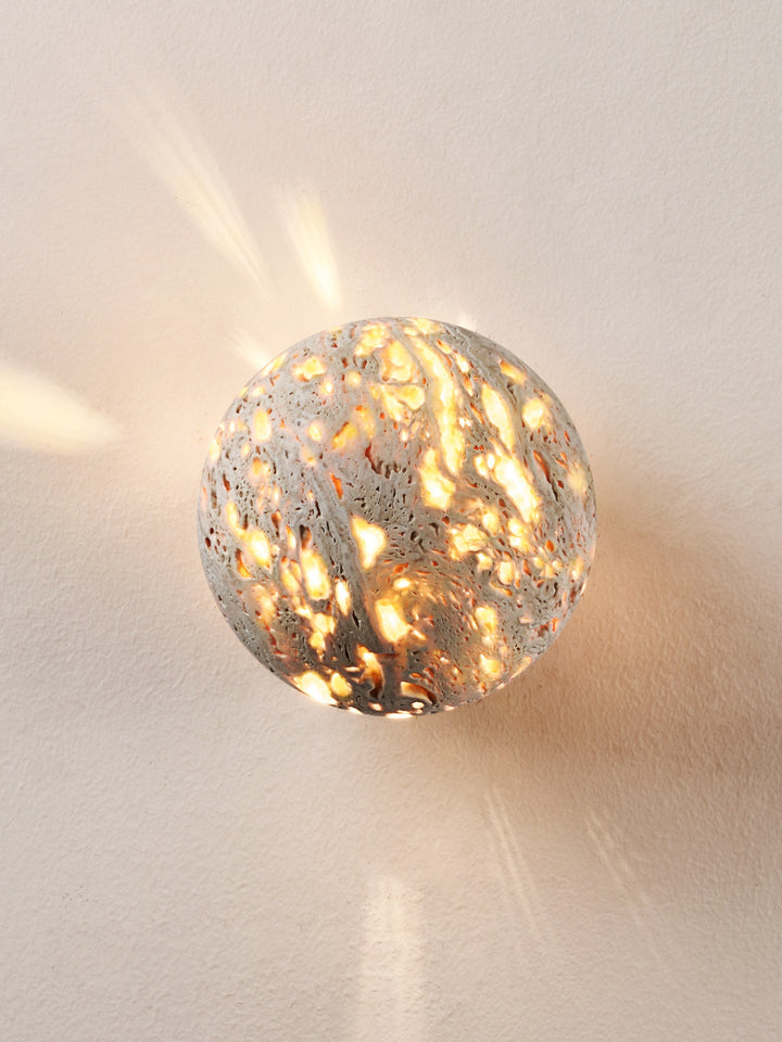 Luma Vein Stone Sphere Wall Light
