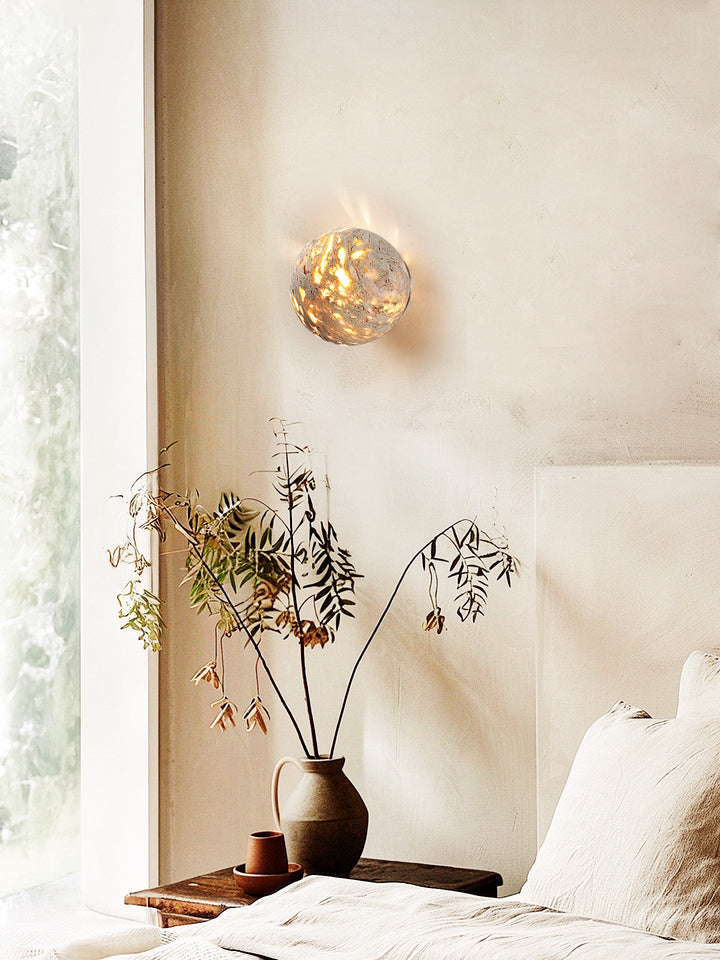 Luma Vein Stone Sphere Wall Light