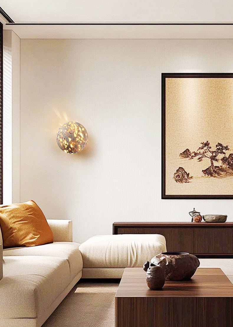 Luma Vein Stone Sphere Wall Light