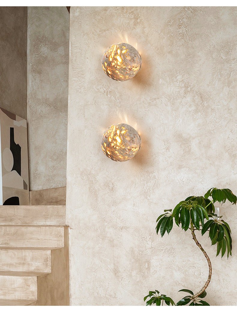 Luma Vein Stone Sphere Wall Light
